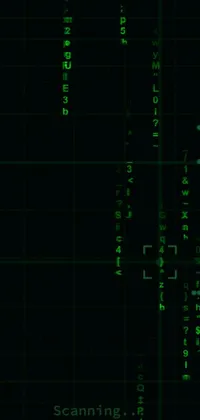 This captivating live phone wallpaper showcases green numbers and symbols reminiscent of classic ASCII art on a computer screen