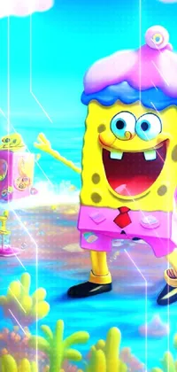 If you're a fan of Spongebob Squarepants or pop surrealism art, then this phone live wallpaper is perfect for you