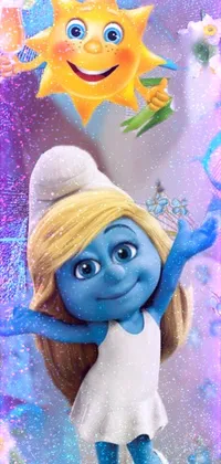 This lively phone live wallpaper features the popular smurch creature from an animated movie