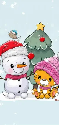 Smile Cartoon Snowman Live Wallpaper