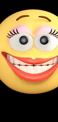 This live phone wallpaper features a grin on a face close-up holding a toothbrush, created as a digital rendering in the modern style of toyism