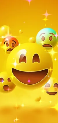 This phone live wallpaper features an animated close-up of a smiley face with clean lines and bold colors