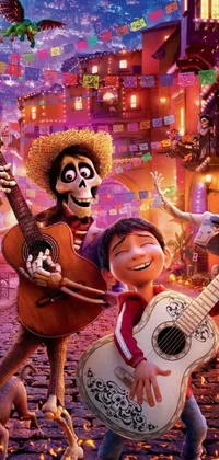Bring your phone to life with a vibrant and playful live wallpaper featuring a beloved Pixar character, Coco