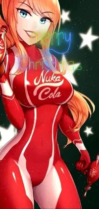 This live phone wallpaper features a colorful cartoon image of a woman in a Coca Cola suit