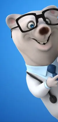 This phone live wallpaper features an anthropomorphic rat wearing a lab coat and glasses, reminiscent of a scientist