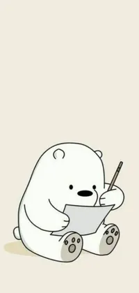 This phone live wallpaper features an adorable polar bear writing on a piece of paper, adding a fun and playful touch to your phone