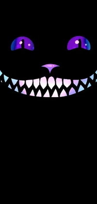 This stunning black cat phone live wallpaper features glowing teeth against a beautiful purple background