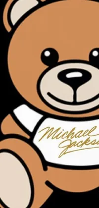 This phone live wallpaper boasts a cute teddy bear sporting a "Michael Jackson" t-shirt while holding a colorful album cover