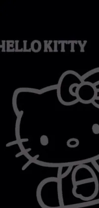 Get the cutest live wallpaper for your phone with a Hello Kitty logo on a black background