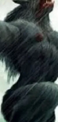 This live wallpaper features a majestic black chimp standing on a lush green field