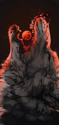 Enhance the look of your phone screen with a stunning live wallpaper featuring an anthropomorphic wolf on a black background