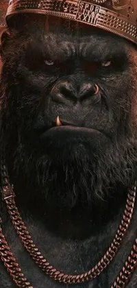 Bring an epic and powerful gorilla with a crown on his head to your phone screen with this stunning live wallpaper