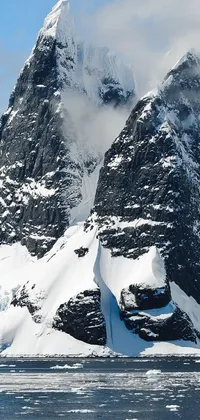 This live phone wallpaper showcases a serene Antarctic landscape