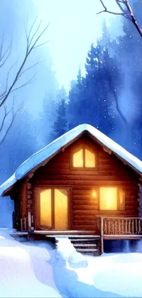 Snowy Cabin Live Wallpaper