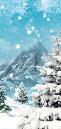 This live wallpaper features a snowman sitting on snow-covered ground, with a square frame and a textured turquoise background