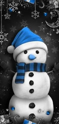 Snowman Blue Light Live Wallpaper