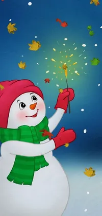Snowman Celebrating Smile Live Wallpaper