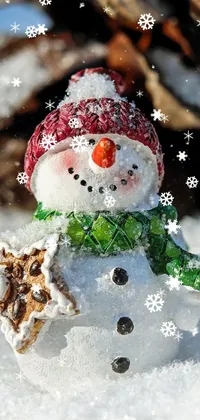 Snowman Christmas Ornament Branch Live Wallpaper