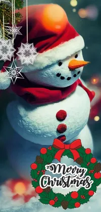 Snowman Christmas Ornament White Live Wallpaper