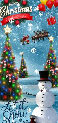 Snowman Christmas Tree Christmas Ornament Live Wallpaper