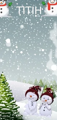 Snowman Christmas Tree Green Live Wallpaper
