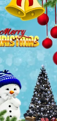Snowman Christmas Tree White Live Wallpaper