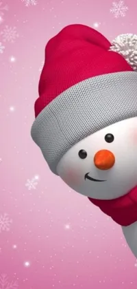 Snowman Costume Hat Pink Live Wallpaper