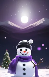 Snowman Light Nature Live Wallpaper