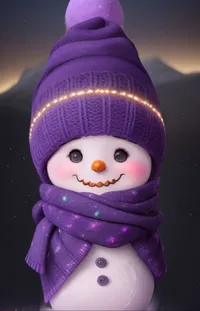 Snowman Purple Costume Hat Live Wallpaper