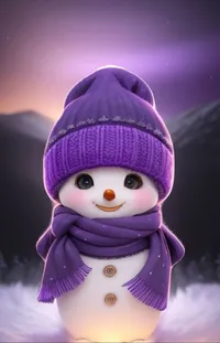 Snowman Purple Lighting Live Wallpaper