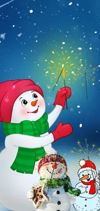 Snowman Sky Cartoon Live Wallpaper