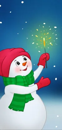 Snowman Smile Celebrating Live Wallpaper