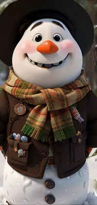 Snowman Smile White Live Wallpaper