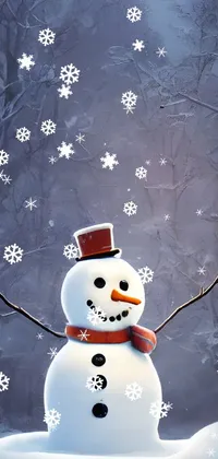 Snowman Snow Branch Live Wallpaper