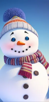 Snowman Snow Sky Live Wallpaper