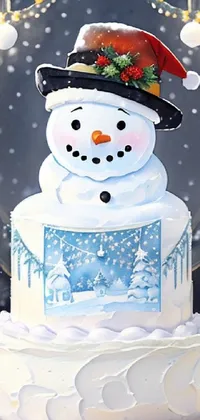 Snowman White Cake Live Wallpaper