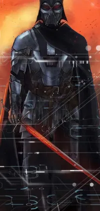 This live wallpaper features a heroic man dressed in armor, standing tall and holding a gleaming sword