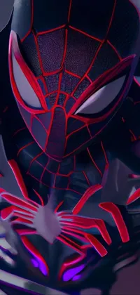 Transform your phone's screen into an exciting universe filled with vivid electric colors with this Spider-Man suit live wallpaper