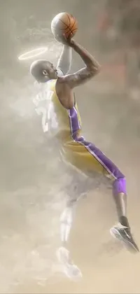 Experience the thrill of a high-flying world with this stunning live wallpaper! Featuring a man soaring through the air with a basketball, and leaving behind a trail of flour dust spray, this wallpaper is beautifully crafted in concept art style with smooth animations that bring the scene to life