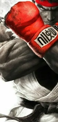 This realistic live wallpaper features a close-up of a person wearing boxing gloves, ready for any challenge