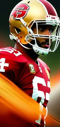 Golden Color Helmet With San Francisco 49ERS Log On Green Grass 4K