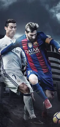 Ronaldo and messi playing football Wallpapers Download