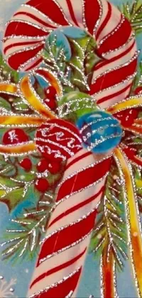 Stick Candy Candy Cane Holiday Ornament Live Wallpaper