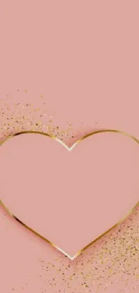 This gold heart frame phone live wallpaper showcases a stunning pink background with intricate gold detailing, perfect for those seeking a luxurious touch