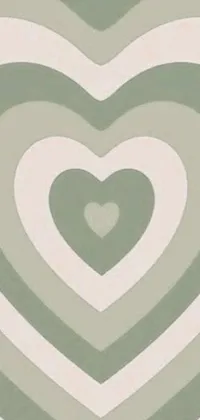 This live wallpaper for phones features a beautiful green and white op art design with a heart in the center