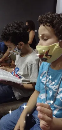 This live wallpaper depicts a group of young children wearing masks and enjoying godly music in Sao Paulo