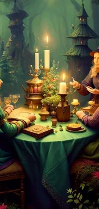 Table Candle Green Live Wallpaper