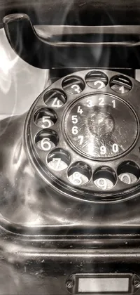 Transform your phone with the fascinating phone live wallpaper featuring an exquisite black and white photograph of an antique telephone