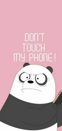 This lively and whimsical phone live wallpaper depicts a cute and cuddly panda bear holding a cell phone