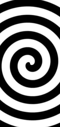 This visually stunning phone live wallpaper displays a captivating black and white spiral design on a white background